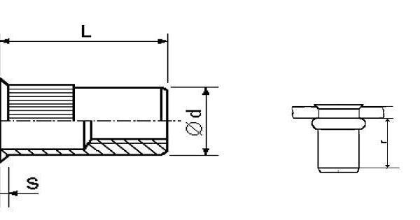 nýtovací matice UZAVŘENÁ M6x23.5 ZINEK zápustná hladká hlava rýhované tělo (s= 1.6-4.5 mm) Firma Killich s.r.o. nabízí Nýtovací techniku. V sortimentu nýtovací techniky jsou nýtovací matice uzavřené s plochou