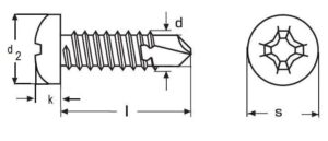 tex 5.5x22 A4 NEREZ půlkulatá hlava křížová drážka ISO 15481 DIN 7504N Firma Killich s.r.o. nabízí šrouby do plechu tex s půlkulatou hlavou a křížovou drážkou DIN 7504N. V sortimentu samovývrtných šroubů tex s půlkulatou hlavou a kříž drážkou DIN 7504N jsou šrouby nerezové A2