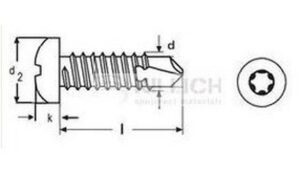 tex 3.5x9.5 A2 NEREZ půlkulatá hlava TORX DIN 7504N TX