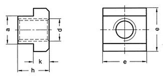 matice M27x32x50 BEZ PÚ /10/ T-drážka DIN 508 Firma Killich s.r.o. nabízí matice s T-drážkou DIN 508. V sortimentu matic s T-drážkou dle DIN 508 jsou háky ocelové